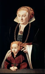 Portret van een dame met dochter