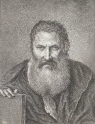 Portret van een bebaarde man met een boek