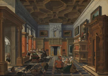 Gezelschap in een interieur