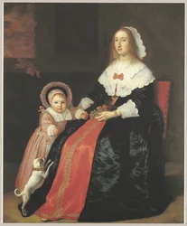 Portret van een vrouw met kind, mogelijk Margaretha Cloeck (1617-1680) en Pieter Hulft (1643-1694)