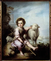 De Goede Herder. Schilderij van Bartolomé Murillo (1618-1682), 17e eeuw, 1,23 x 1,01 m, Prado Museum, Madrid