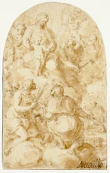 Maagd Maria met het Christuskind in de Wolken