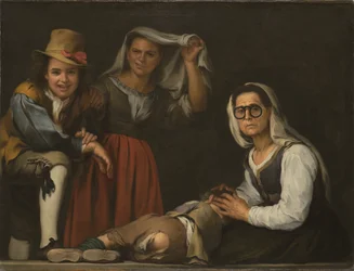 Vier figuren op een trede