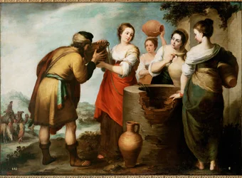 Rebekka en Eliezer (schilderij op doek)
