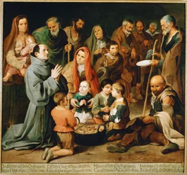 Sint Diego van Alcala voedt de armen (schilderij op doek)