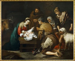 De aanbidding van de herders ... (schilderij op doek)