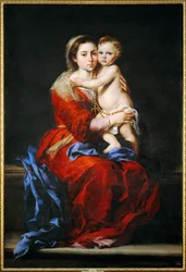De Maagd met de rozenkrans (schilderij op doek)
