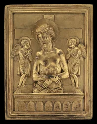 De dode Christus met twee engelen