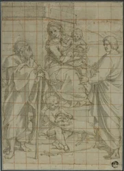 Heilige Familie met Sint Jan de Evangelist en de jonge Johannes de Doper