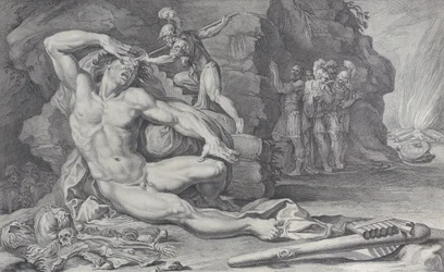 Ulysses steekt een brandende staak in het oog van Polyphemus