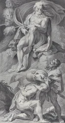 Plaat 8: Ulysses ontvangt de winden in een leren zak van Aeolus