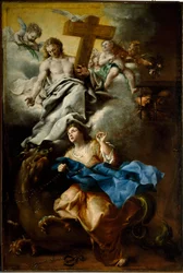 De extase van Sint Margarita van Cortona (Margherita da Cortona), Franciscaner Schilderij door Bartolomeo Guidobono (1654-1709) Genua, Musei di Strada Nuova (ex Palazzo Bianco)
