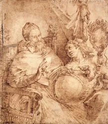 Portret van paus Gregorius XIII, driekwart lengte, zittend in een armstoel