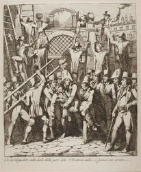 Een godslasteraar breekt zijn been terwijl hij over de muren naar het Vaticaan klimt, 6 juli 1809