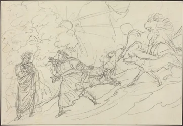 Dante vlucht voor de wilde beesten en ontmoet Virgil