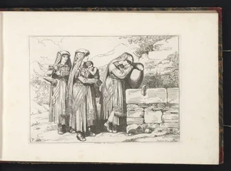 Drie vrouwen en een kind uit Cervara di Roma