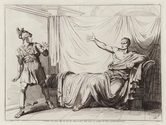 Gaius Marius schrikt de soldaat af die hem moet vermoorden (ets)