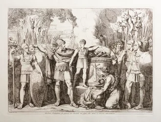 Hamilcar Barca laat zijn zoon Hannibal eeuwige haat tegen de Romeinen zweren