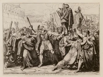 Publius Horatius vermoordt zijn zus Camilla (ets)