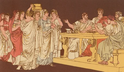 Romeinse dames brengen hun ornamenten
