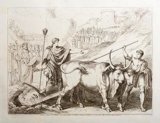 Romulus trekt een lijn rond de Palatijn