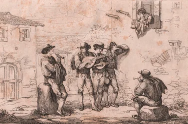 Serenade in Rome, ets door Bartolomeo Pinelli
