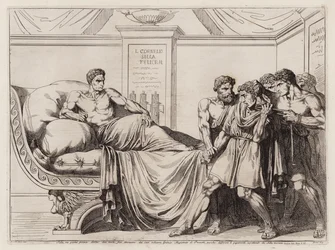 Sulla beveelt zijn dienaren de magistraat Granius te wurgen, 78 v.Chr. (ets)