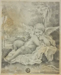 Cupido in een landschap