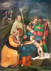 Heilige Familie met de heiligen Benedictus, Paulus en Magdalena