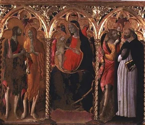 Drieluik: Madonna en Kind (middenpaneel) met Sint Johannes de Doper, Sint Maria Magdalena, Sint Christoffel en Sint Dominicus
