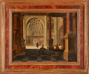 Figuren in een Kerkinterieur