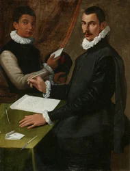 Portret van een onbekende man en zijn dienaar