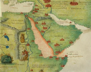 Afrika: Egypte en Saoedi-Arabië, uit Atlas van de Wereld in drieëndertig Kaarten, door Battista Agnese