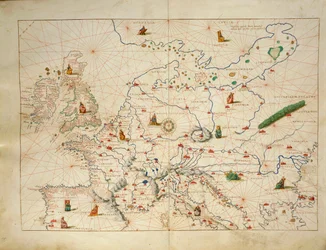 Europa, uit Atlas van de Wereld in drieëndertig Kaarten, door Battista Agnese