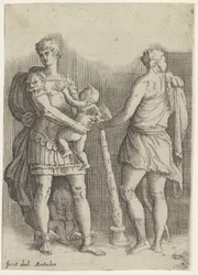 Perseus met twee putti en Hercules, op de rug gezien