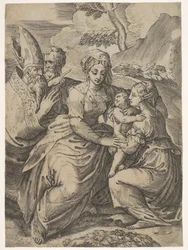 Madonna en Kind met Heiligen naar Parmigianino