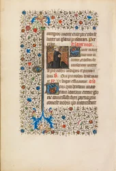 Abt Maurus met een staf en een boek, ca. 1440-50
