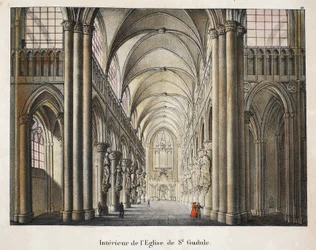 Interieur van de Sint-Goedelekerk, ca. 1895