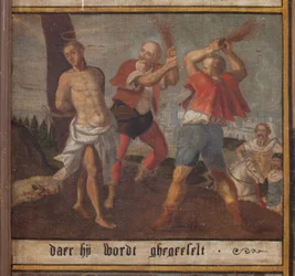 Maarke. Kapel (Sint-Vincentiuskapel). interieur. Schilderij. De martelaar van Sint Vincentius. 19e eeuw. (detail)