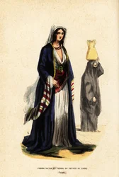 Rijke vrouw en vrouw van het volk, Caïro, Egypte