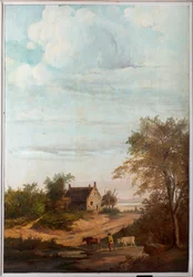 Tweede achterkamer, vergaderzaal, muurschilderingen met landelijke scènes in klassieke stijl, waarschijnlijk rond 1810, scène 7