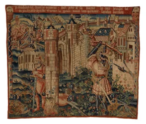 Wandtapijt, Hercules bij de Poort van Prycus Stad, of Hercules die een Stad Aanvalt, mogelijk uit Doornik