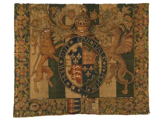 Wandtapijt met de Koninklijke Wapens van Edward VI en Wapens van le Grys, waarschijnlijk gemaakt in Enghien, Vlaanderen, België, c.1547-53