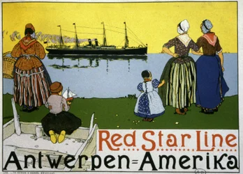 Trans-Atlantische lijnboot Antwerpen/Amerika. Reclame voor de Red Star Line, c.1900