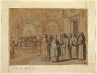 Tekening, Ontmoeting van de heiligen Franciscus en Clara, ca. 1630
