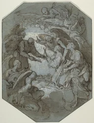 Sint Pieter en de engelen ontvangen een ziel in het paradijs