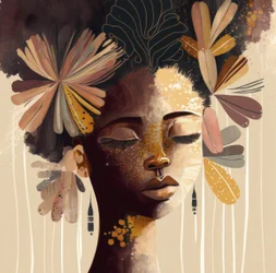 Gouden bloemen-afro-schoonheid