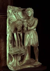 Tarwe Dorsen: Juli uit een beeldkalender van de Arbeid van de Maanden, ca. 1200