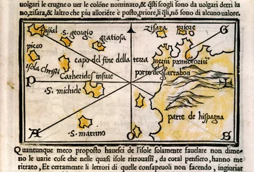 Kaart van de Azoren-archipel door Benedetto Bordone
