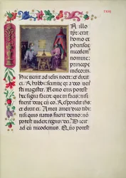 Christus en Nicodemus uit het Evangelarium van Santa Giustina geschreven door Laurentius Gazius Cremonensis, 1523-25
